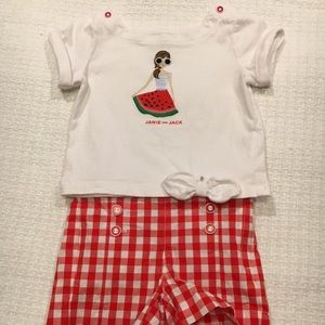Janie and Jack Watermelon Shirt & Gingham Shorts
